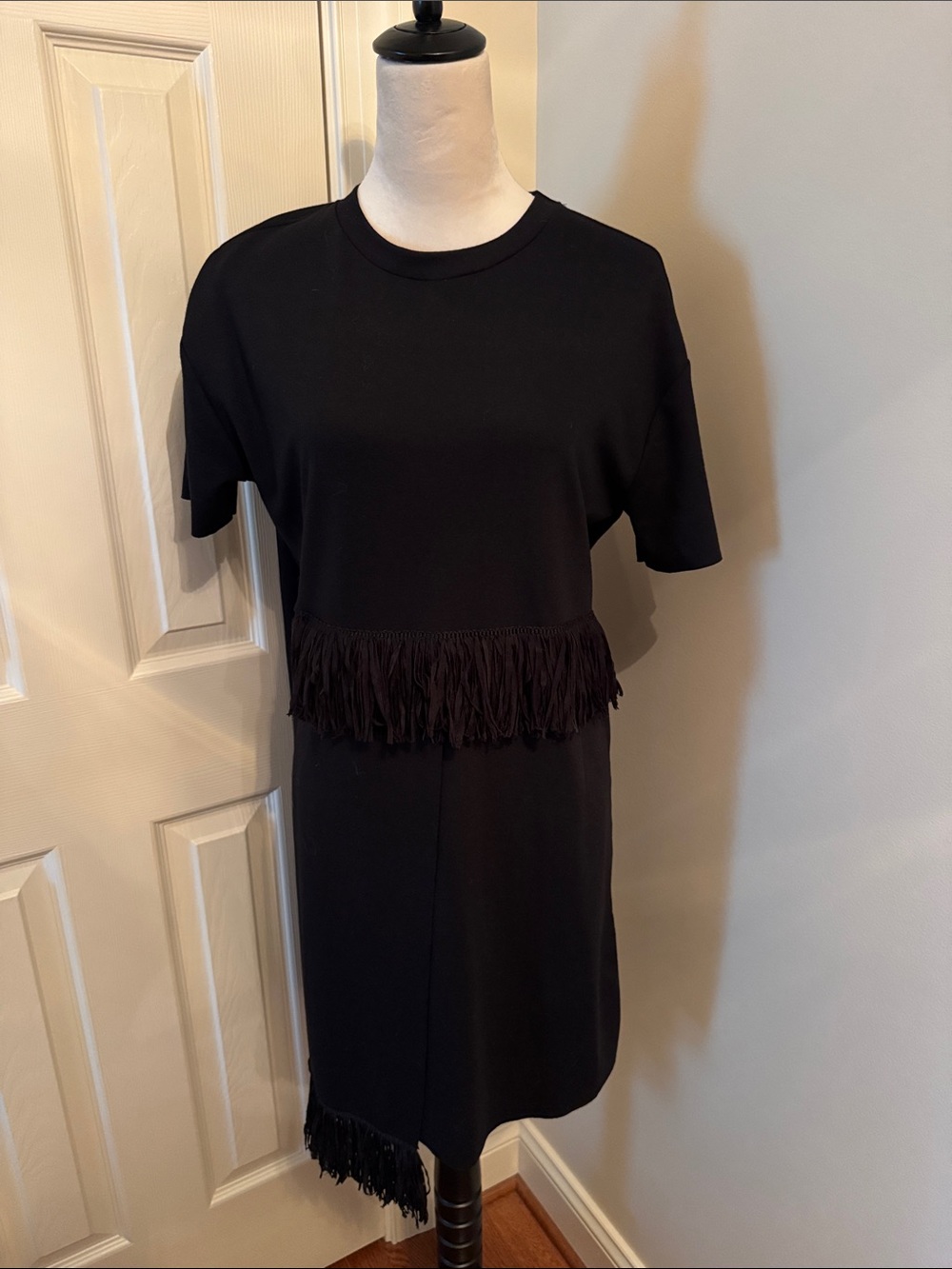 Zara Black Fringe T-Shirt Dress